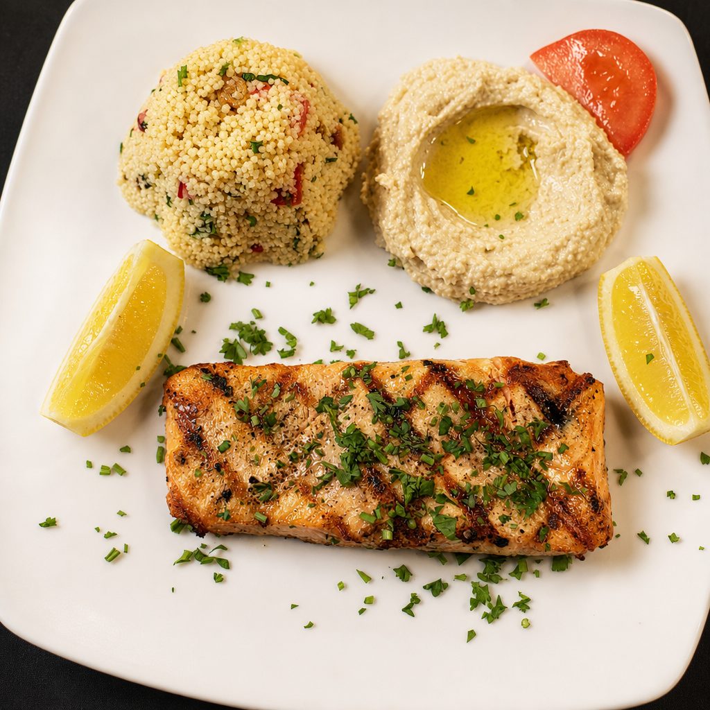 Grilled Salmon Lunch.