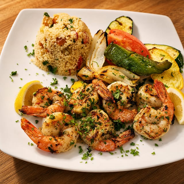 Grilled Garlic Shrimp Dinner.